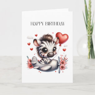 Zebra Pilot Birthday Card