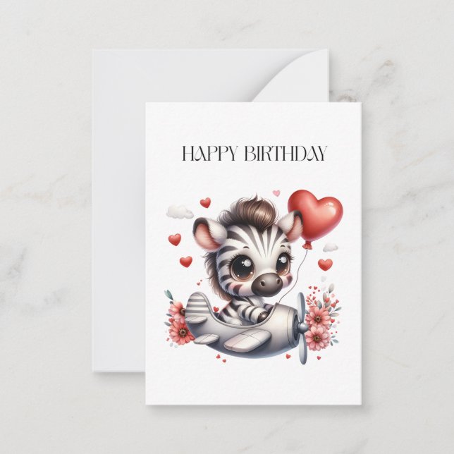 Zebra Pilot Birthday Card (Front)