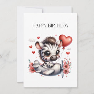 Zebra Pilot Birthday Invitation