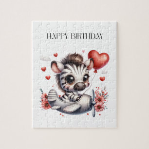 Zebra Pilot Birthday Jigsaw Puzzle