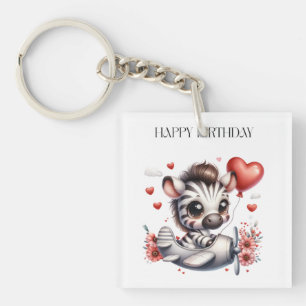 Zebra Pilot Birthday Key Ring