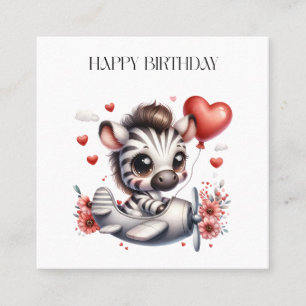 Zebra Pilot Birthday Square Business Card