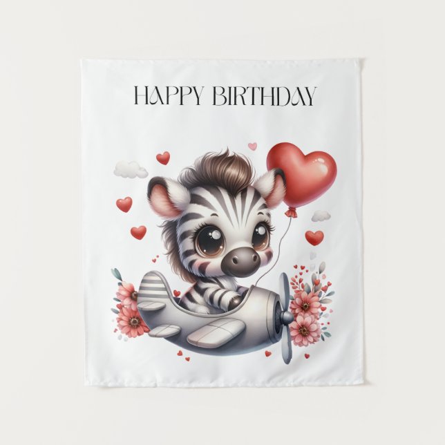 Zebra Pilot Birthday Tapestry (Front)