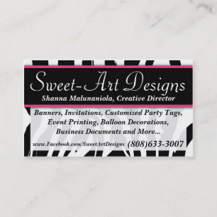 Zebra Pink and Black Business Card Template