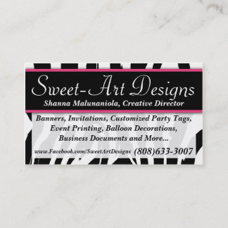 Zebra Pink and Black Business Card Template
