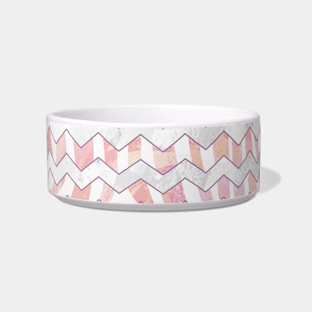 Zebra Pink and White Chevron Bowl (Right)