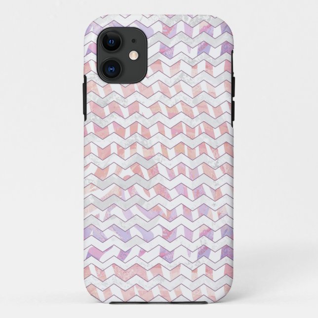 Zebra Pink and White Chevron Case-Mate iPhone Case (Back)