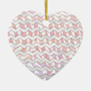 Zebra Pink and White Chevron Ceramic Tree Decoration