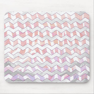 Zebra Pink and White Chevron Mouse Mat