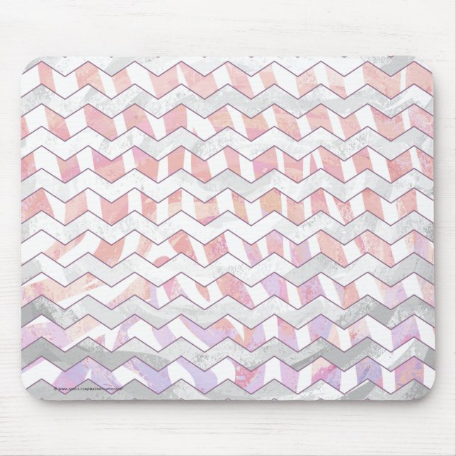 Zebra Pink and White Chevron Mouse Mat (Front)