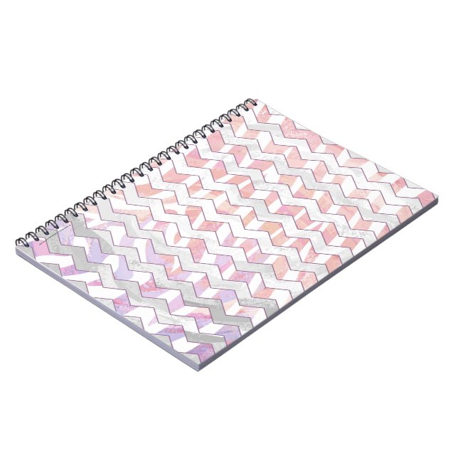 Zebra Pink and White Chevron Notebook (Left Side)