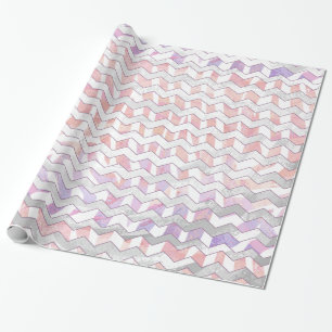 Zebra Pink and White Chevron Wrapping Paper