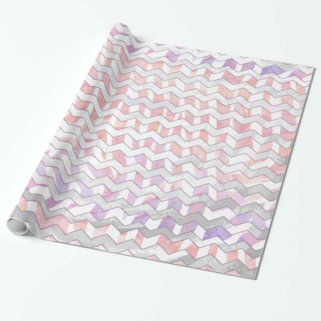 Zebra Pink and White Chevron Wrapping Paper (Unrolled)