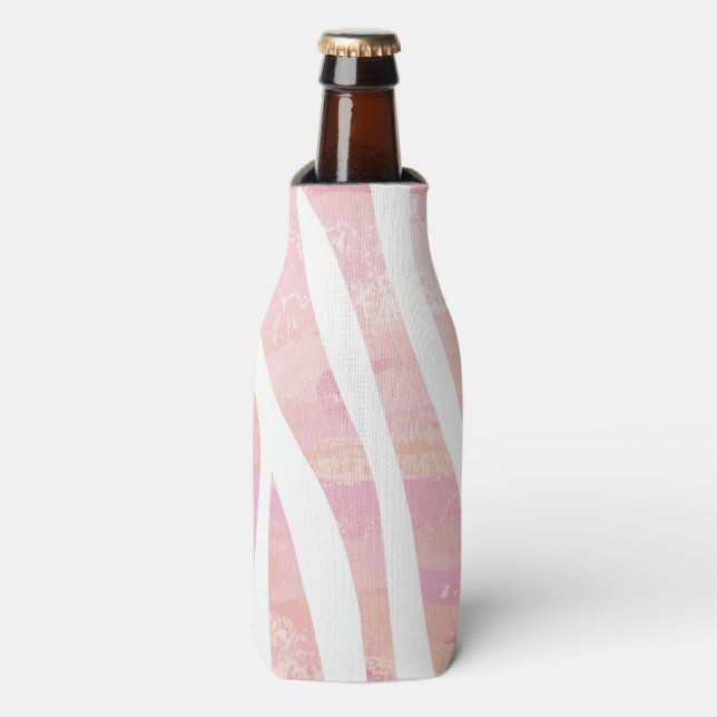 Zebra Pink and White Print Bottle Cooler (Bottle Front)