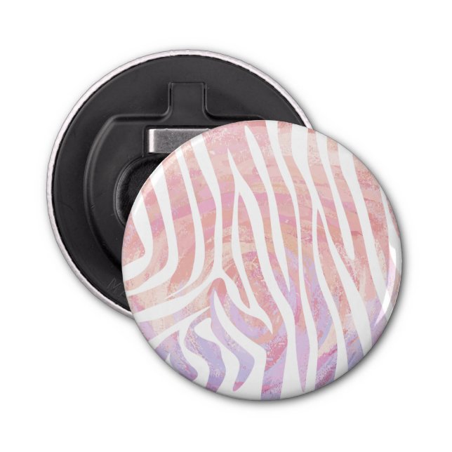 Zebra Pink and White Print Bottle Opener (Front)