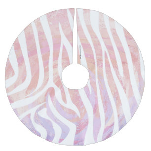 Zebra Pink and White Print Brushed Polyester Tree Skirt