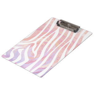 Zebra Pink and White Print Clipboard