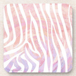 Zebra Pink and White Print Coaster