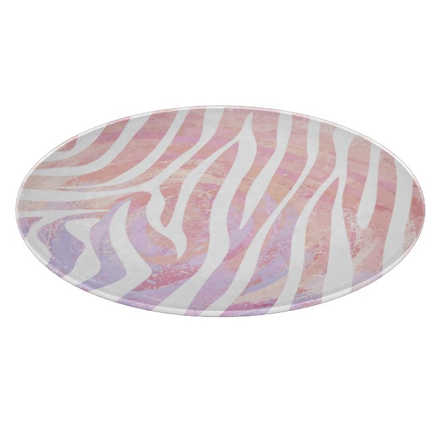 Zebra Pink and White Print Cutting Board (Corner)