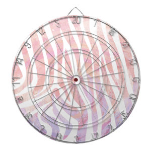 Zebra Pink and White Print Dartboard
