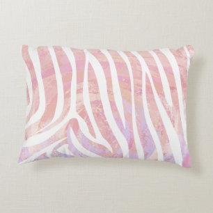 Zebra Pink and White Print Decorative Cushion