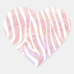 Zebra Pink and White Print Heart Sticker
