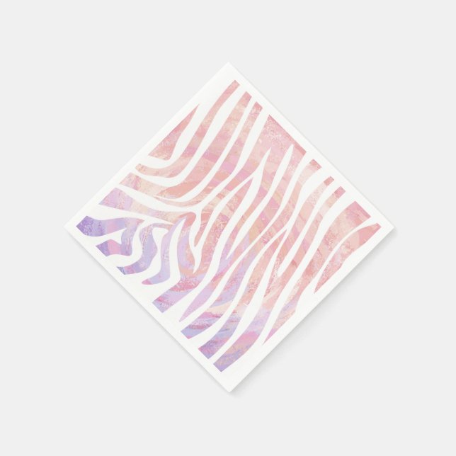 Zebra Pink and White Print Napkin (Corner)