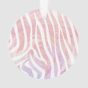 Zebra Pink and White Print Ornament