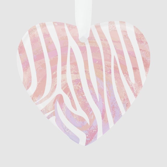 Zebra Pink and White Print Ornament (Front)