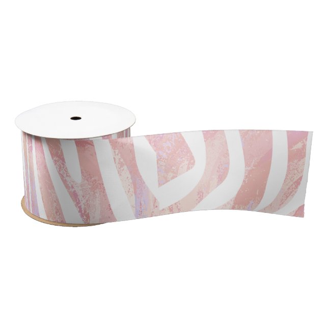 Zebra Pink and White Print Satin Ribbon (Spool)
