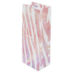 Zebra Pink and White Print Wine Gift Bag
