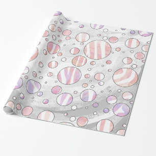 Zebra Pink and White Print Wrapping Paper