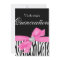 Zebra Pink Bow Diamond Quinceanera Invitations