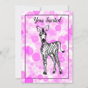 Zebra pink bubble gum pattern invitation