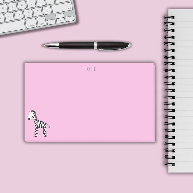Zebra pink post-it notes (Pink Zebra personalized post it notes)