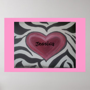 Zebra & Pink Poster Customise add your name