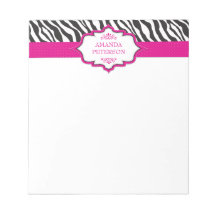 Zebra Pink Ribbon Notepad