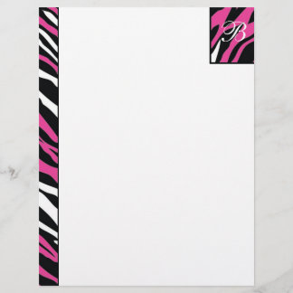 Zebra - Pink & White Letterhead
