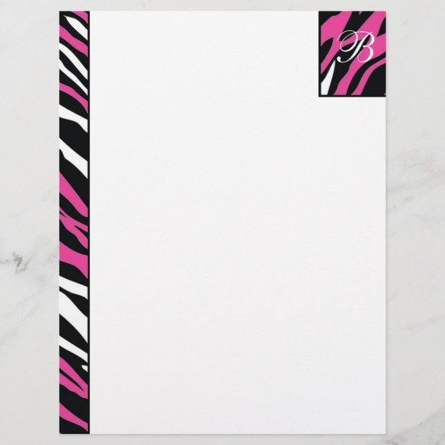 Zebra - Pink & White Letterhead (Front)