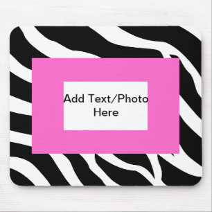 Zebra Pink White Template Mouse Mat