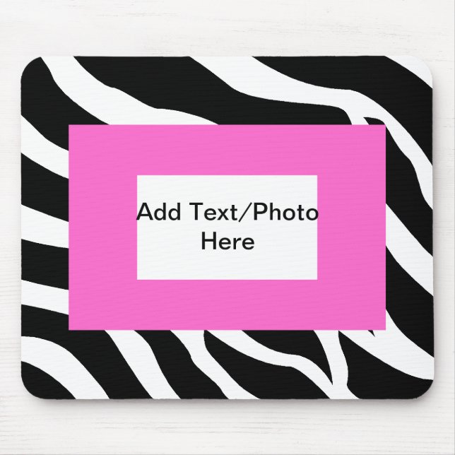 Zebra Pink White Template Mouse Mat (Front)