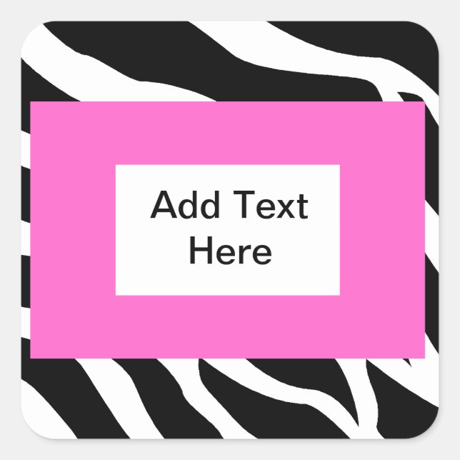 Zebra Pink White Template Square Sticker (Front)