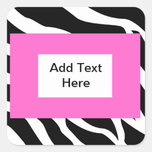 Zebra Pink White Template Square Sticker