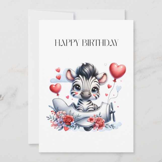 Zebra Plane Birthday (Front)