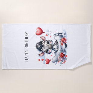 Zebra Plane Birthday Beach Towel