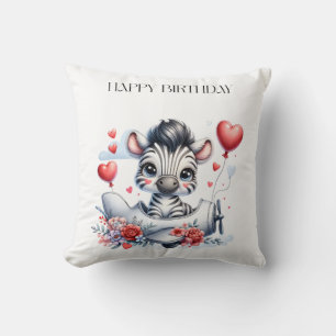 Zebra Plane Birthday Cushion
