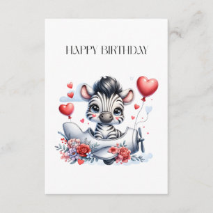 Zebra Plane Birthday Enclosure Card