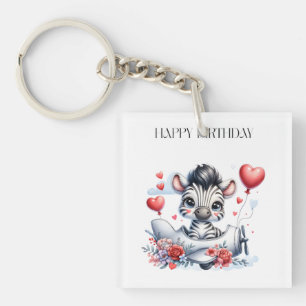 Zebra Plane Birthday Key Ring