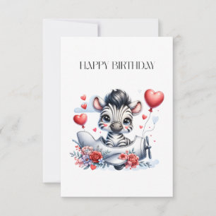 Zebra Plane Birthday Thank You Card
