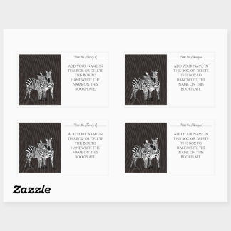 Zebra Play Bookplate Rectangular Sticker